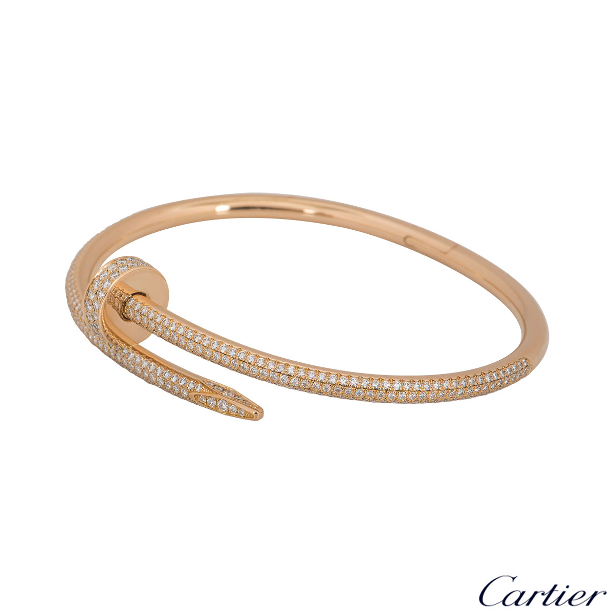 Cartier Rose Gold Full Pave Diamond Juste Un Clou Bracelet N6702117 at  1stDibs